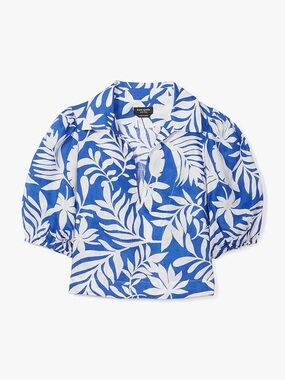 Kate Spade Tropical Foliage Puff Sleeve Top Medium